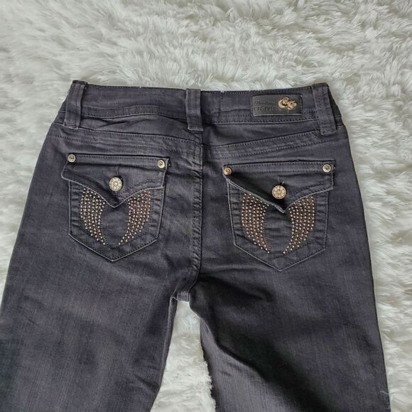 Women's Bootcut Jeans Black Studded Size 3 - Picture 5 of 9